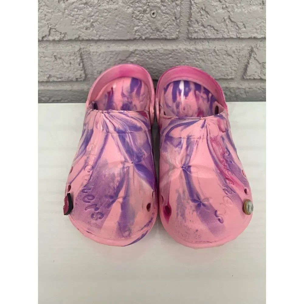 Skechers Girls Pink Tie Dye Rubber Sandals Size 5